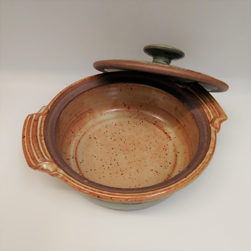 #220507 Casserole Tan/Green/Black Stripe $29.50 at Hunter Wolff Gallery
