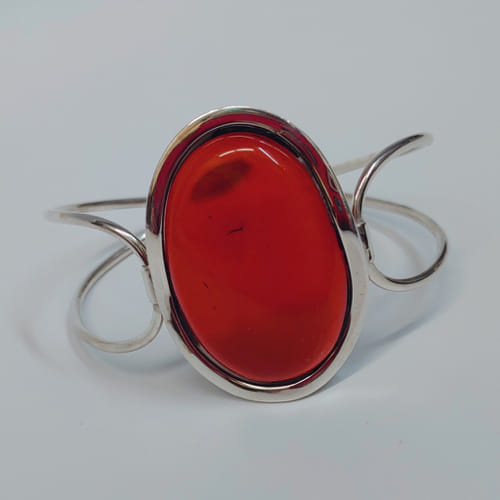 HWG-050 Bangle, Oval, Double Silver, Amber $173 at Hunter Wolff Gallery