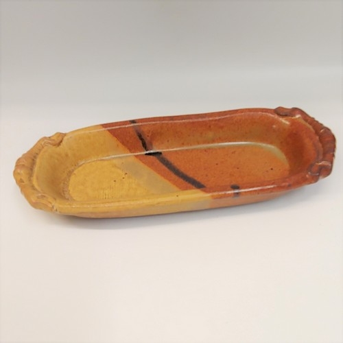#220511 Baking Dish Oval Cobalt Rust/Yellow $12 at Hunter Wolff Gallery