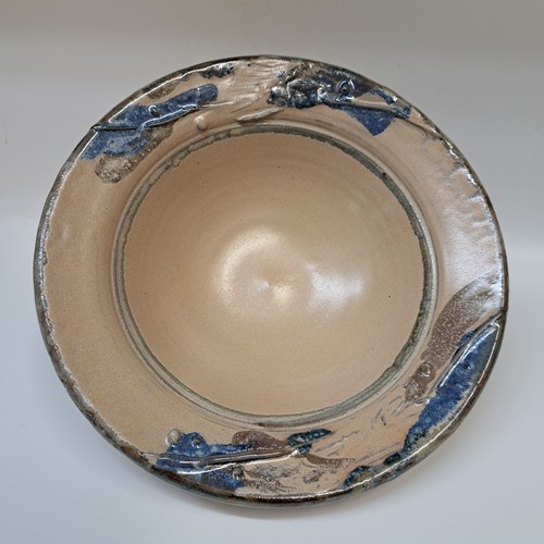 #250513 Bowl, Tan, Blue $22 at Hunter Wolff Gallery