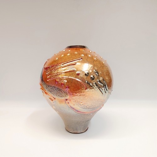 Click to view detail for #220520 Raku Glitter Glaze 6.5x5 $32