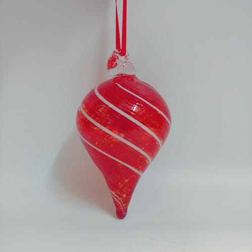 DB-610 Tear drop ornament - red cane $33 at Hunter Wolff Gallery