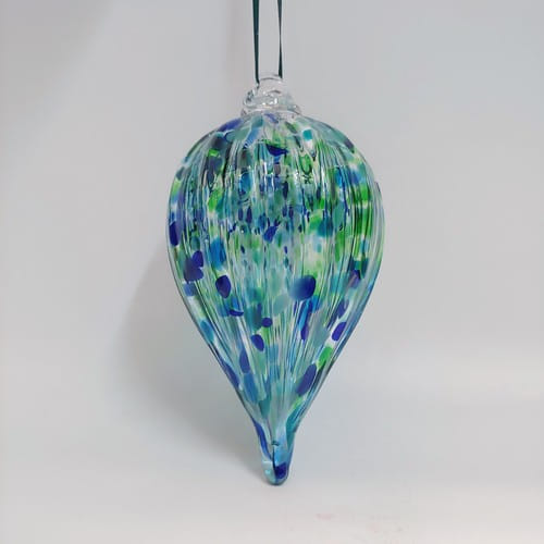 DB-612 Tear drop ornament - green blue teal $33 at Hunter Wolff Gallery