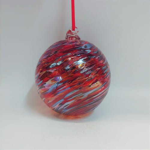 DB-613 Frit twist ornament - red $35 at Hunter Wolff Gallery