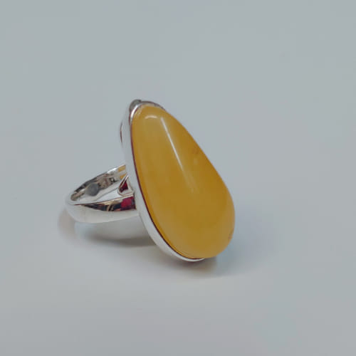 HWG-064 Ring Silver and Butterscotch Amber $46 at Hunter Wolff Gallery