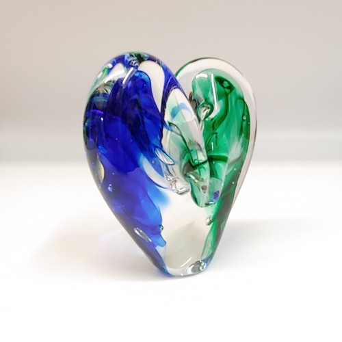 DG-065 Heart Green & Cobalt 5x4 $110 at Hunter Wolff Gallery