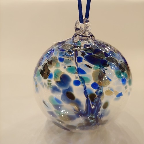 DB-655 Ornament Witchball Cobalt & Teal $35 at Hunter Wolff Gallery