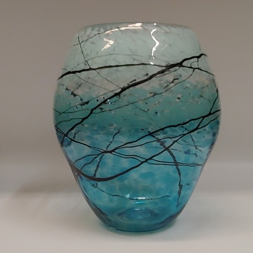 DB-669 Vase - Aqua Lightning Vessel 10x7  $295 at Hunter Wolff Gallery