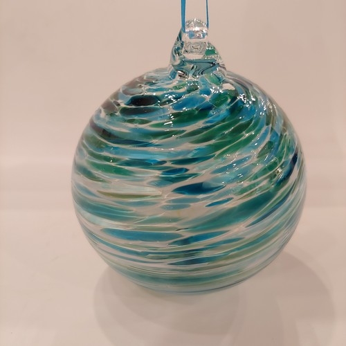 DB-677 Ornament Agua & Teal Twist $35 at Hunter Wolff Gallery