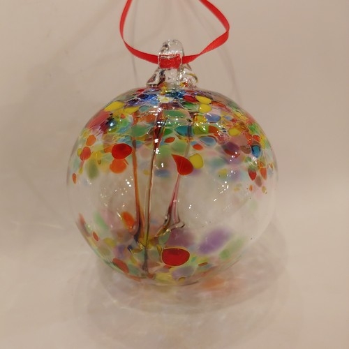 DB-686 Ornament Witchball Rainbow $35 at Hunter Wolff Gallery