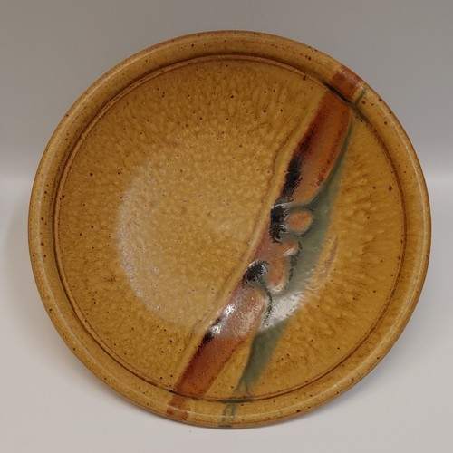 #220701 Salad Bowl Yellow & Moss 13x2.75 $32 at Hunter Wolff Gallery