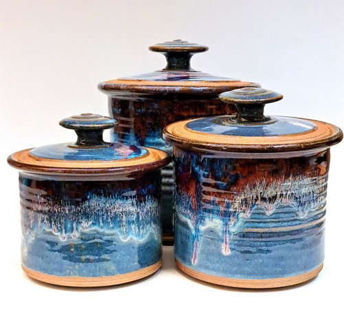 Click to view detail for #240701 Canister Set in Blue $85