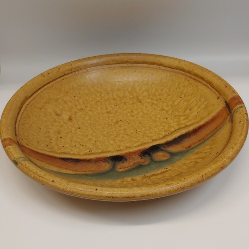 #220701 Salad Bowl Yellow & Moss 13x2.75 $32 at Hunter Wolff Gallery