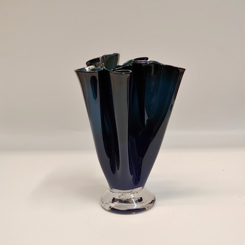 DB-703 Vase Blue Hankerchief Folds 6.75x4.5 $48 at Hunter Wolff Gallery