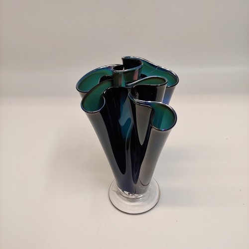 DB-703 Vase Blue Hankerchief Folds 6.75x4.5 $48 at Hunter Wolff Gallery