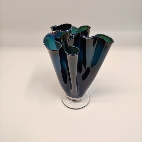 DB-703 Vase Blue Hankerchief Folds 6.75x4.5 $48 at Hunter Wolff Gallery