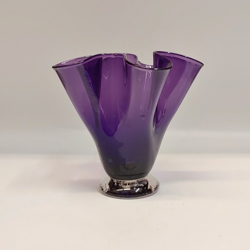 DB-704 Vase Purple Hankerchief Folds 5.75x6 $48 at Hunter Wolff Gallery