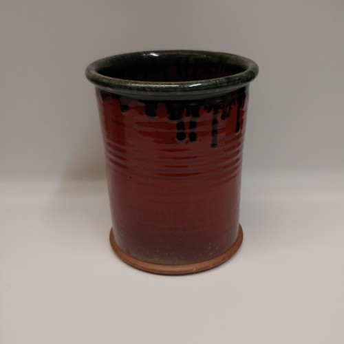 #220705 Utensil Holder Red & Black 7x6  $22 at Hunter Wolff Gallery