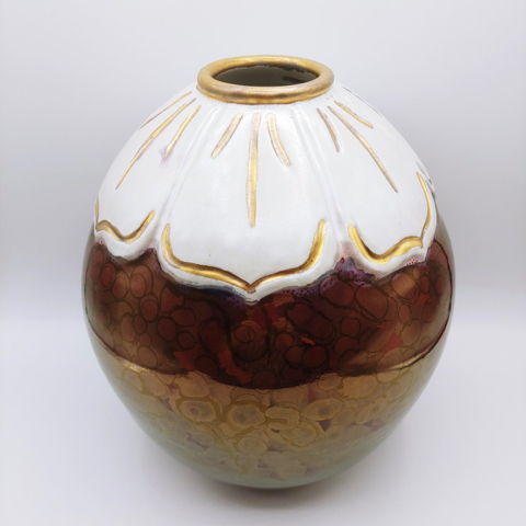 #211043 Anniversary Vase Raspberry Luster $139 at Hunter Wolff Gallery