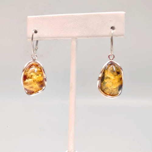 HWG-072 Earrings  Dangle, Irregular Shape Golden Green $74 at Hunter Wolff Gallery