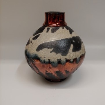 #220724A Raku Copper, White Crackle and Black $32 at Hunter Wolff Gallery