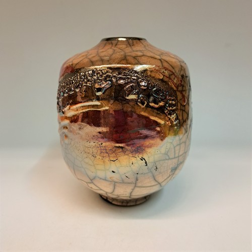 Click to view detail for #230751 Raku Glitter Pot $32