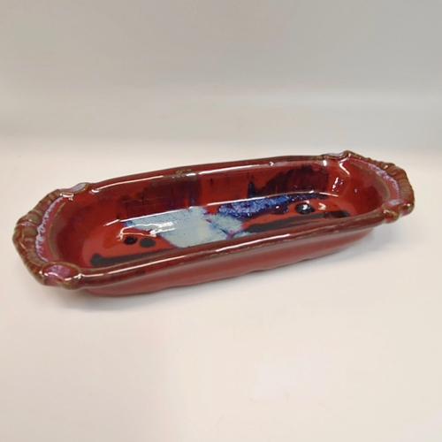 #220809 Baking Dish Red with Splash 10x4 $12 at Hunter Wolff Gallery