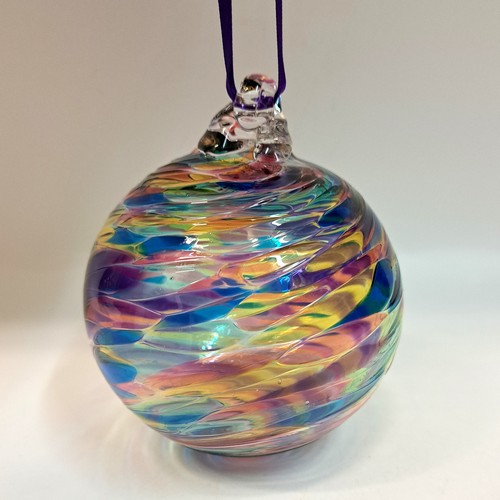 DB-824 Ornament Rainbow Frit Twist 3x3 $35 at Hunter Wolff Gallery