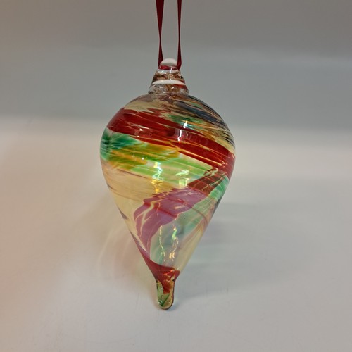 DB-857 Ornament Optic Teardrop Ribbon SW Christmas  $35 at Hunter Wolff Gallery