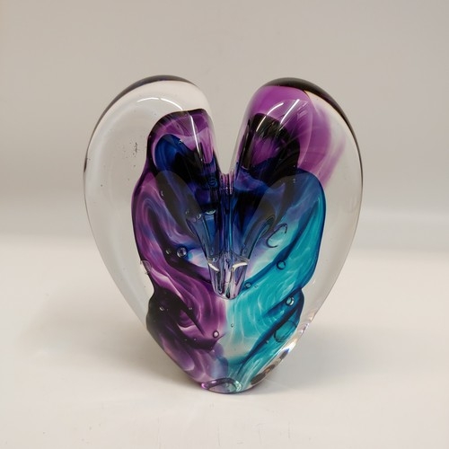 DG-087 Heart Aqua & Purple 5x5 $110 at Hunter Wolff Gallery