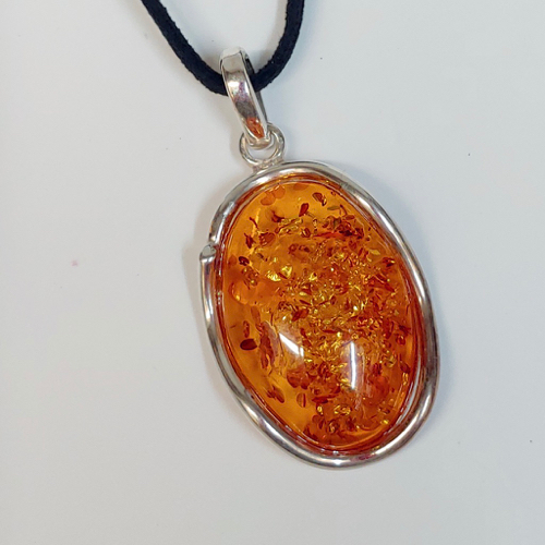 HWG-089 Oval Amber irregular shape silver frame $77 at Hunter Wolff Gallery