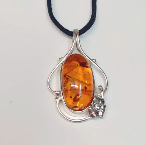 HWG-091 Pendant Sunburst Amber, Silver $82 at Hunter Wolff Gallery