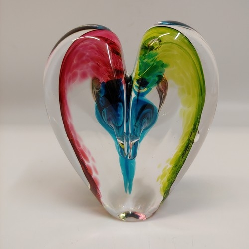 DG-091 Heart Red, Aqua, Lime 5x5 $110 at Hunter Wolff Gallery