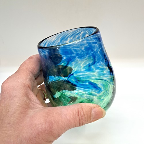 DB-946 Wine Glass Set of 2 Blue & Green $78 at Hunter Wolff Gallery