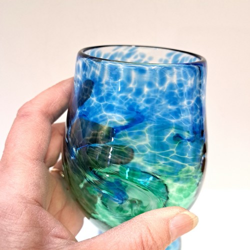 DB-946 Wine Glass Set of 2 Blue & Green $78 at Hunter Wolff Gallery