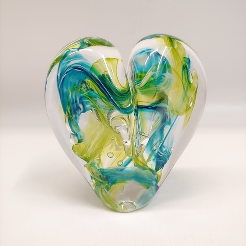 DG-096 Heart Lime & Aqua 5x5 $110 at Hunter Wolff Gallery