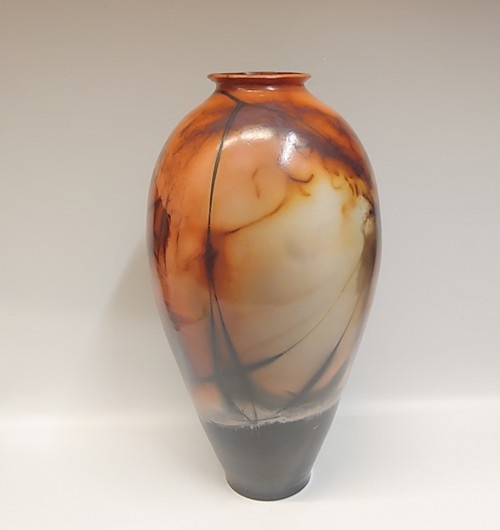 BS-009 Vase, Saggar Fired 13x6 $350 at Hunter Wolff Gallery