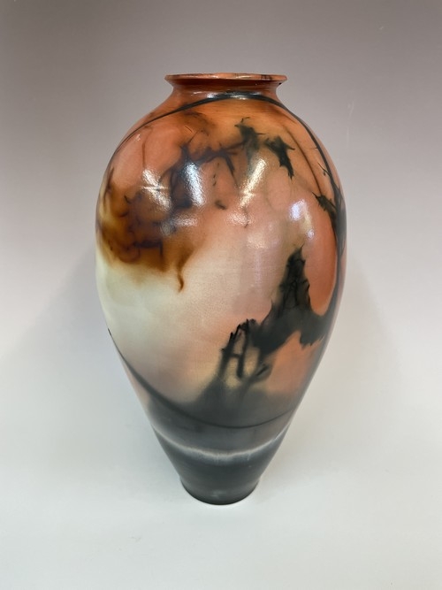 BS-009 Vase, Saggar Fired 13x6 $350 at Hunter Wolff Gallery