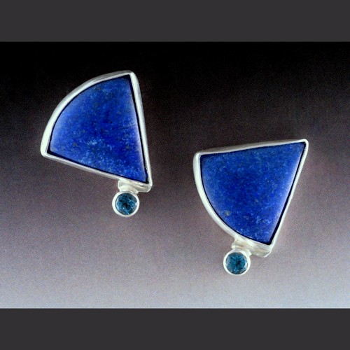 MB-E414 Earrings Blue Lapis & Topaz $426 at Hunter Wolff Gallery