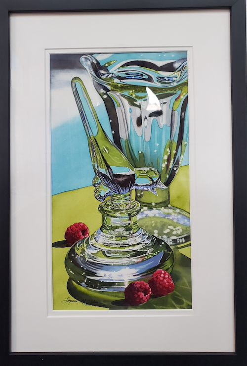 Click to view detail for Bird and Raspberries 14.5 x 7.5 $765
