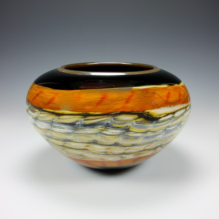 GBG-006 Bowl, Open Blk Opal & Tangerine $625 at Hunter Wolff Gallery