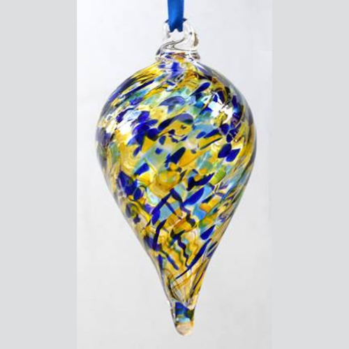 Click to view detail for DB-925 Ornament - Blue and Gold Teardrop $37