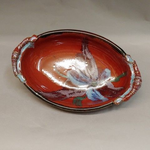 Click to view detail for Bowl, Oval Biscuit Bowl 11x7 Red