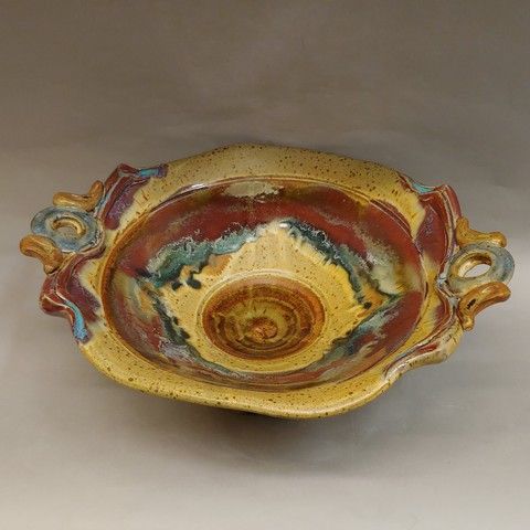 Bowl, Shallow with Handles 17x14x7 at Hunter Wolff Gallery