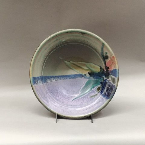 Click to view detail for Bowl Medium 13 Blue & Green Floral Splash