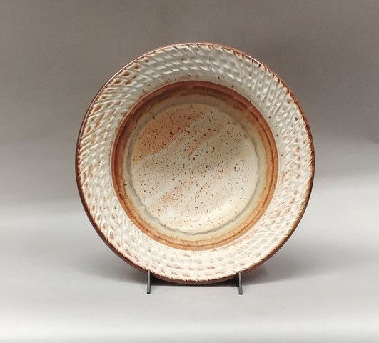 Click to view detail for Bowl Medium 13 Tan on Tan Textured Edge