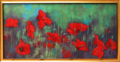 Click to view detail for Brilliant Poppies 12x24 $975