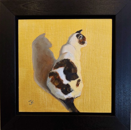 Cat on Gold 6x6 $275 at Hunter Wolff Gallery