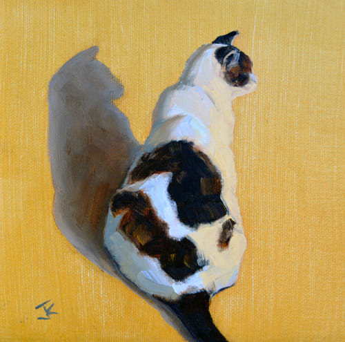 Cat on Gold 6x6 $275 at Hunter Wolff Gallery