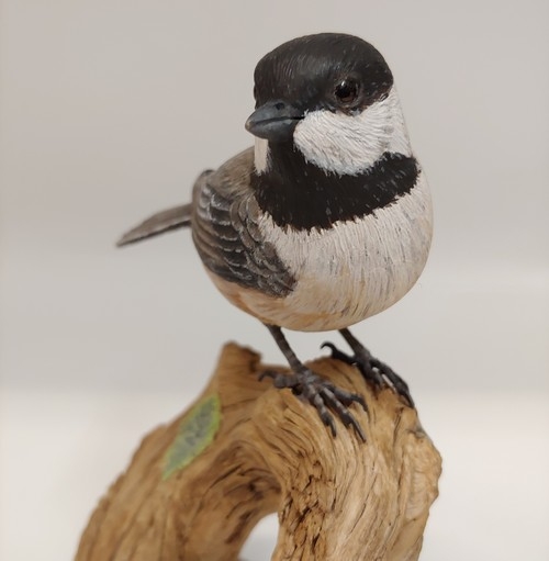 Black Capped Chickadee  7x5x3.75  $685 at Hunter Wolff Gallery